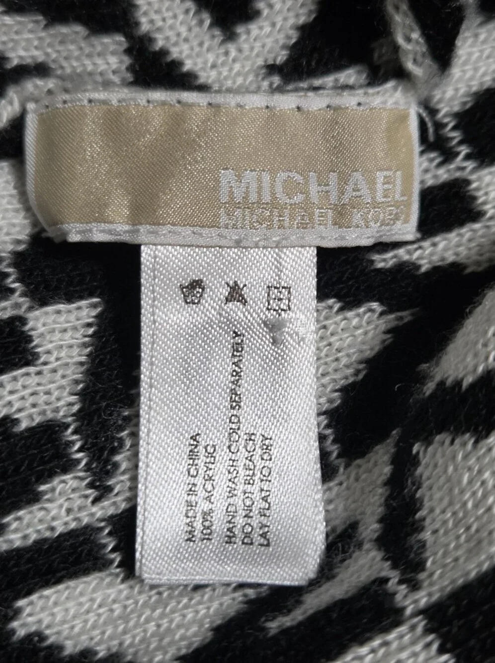 Michael Kors Black & White MK Logo Knit Scarf